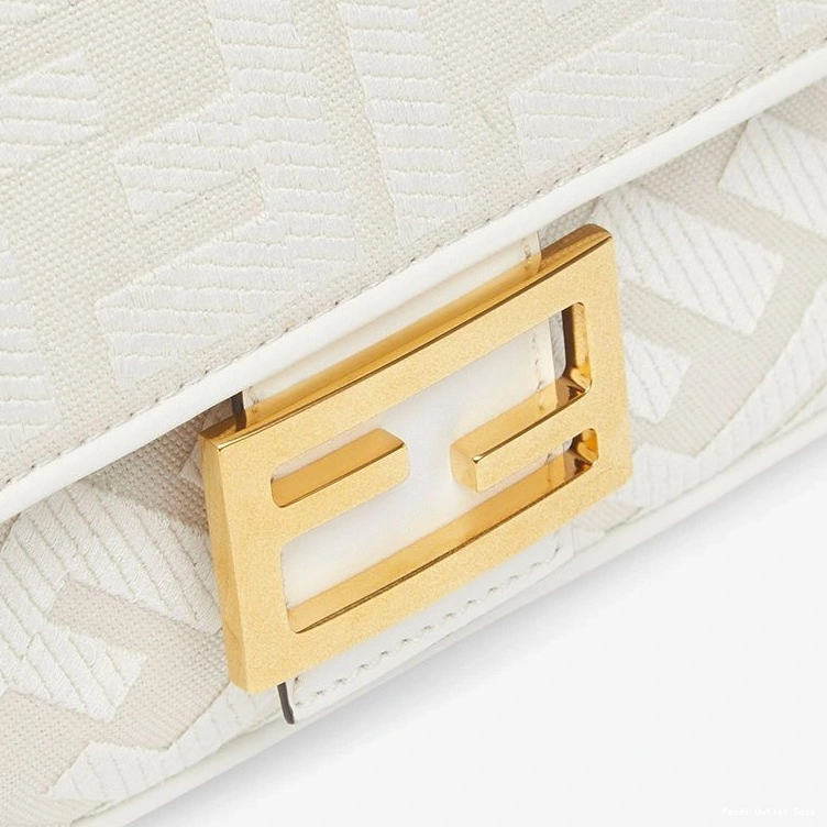 Affordable Medium Laser Canvas Cut Fendi Motif In FF with Bag White Baguette Strap 0805